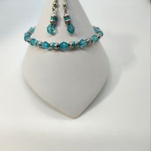 Handcrafted Glass Bead Bracelet and Earrings